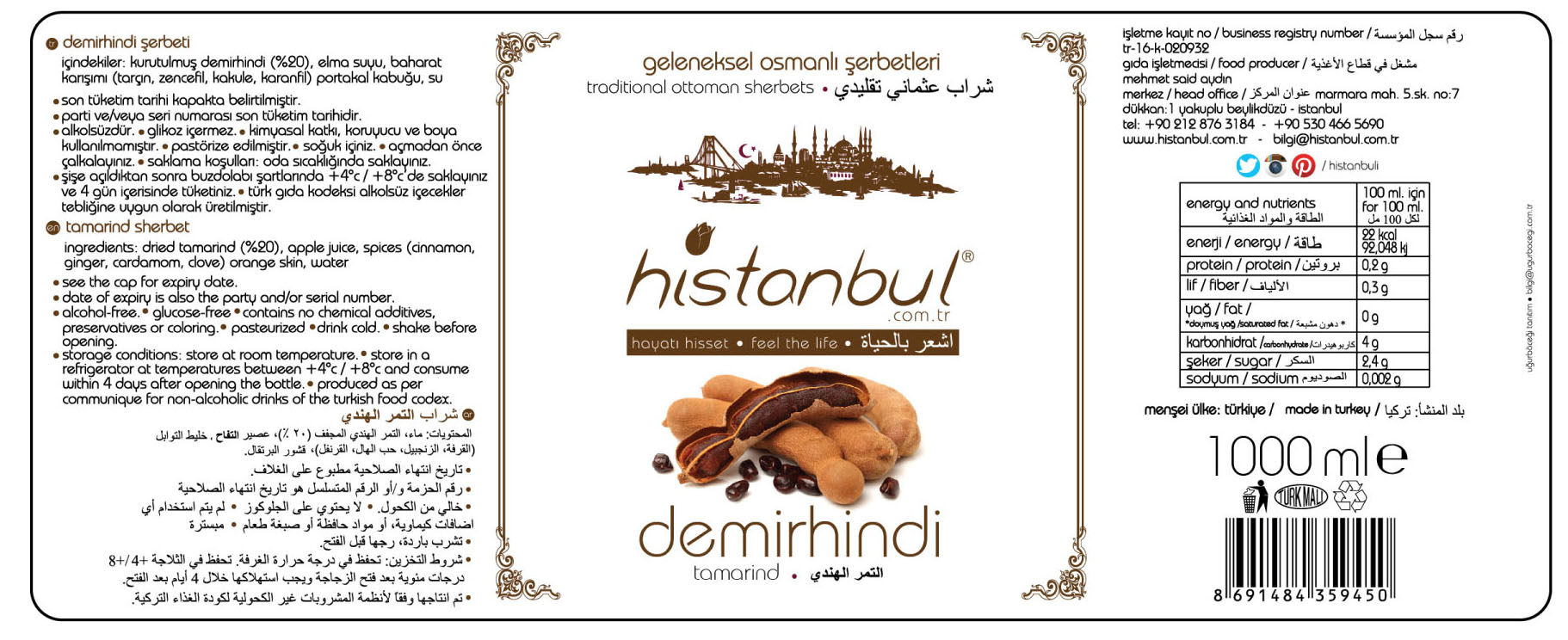 etiket demirhindi 1000 ml